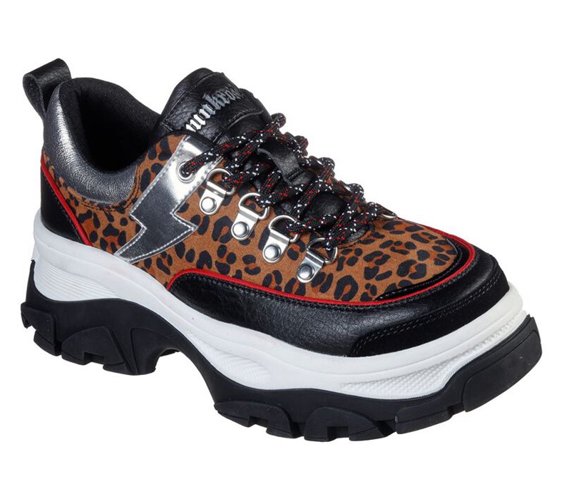 Skechers Dam Svarta/Leopard Snörskor - Master - Shockingly Wild - Sverige (BODIT-8601)